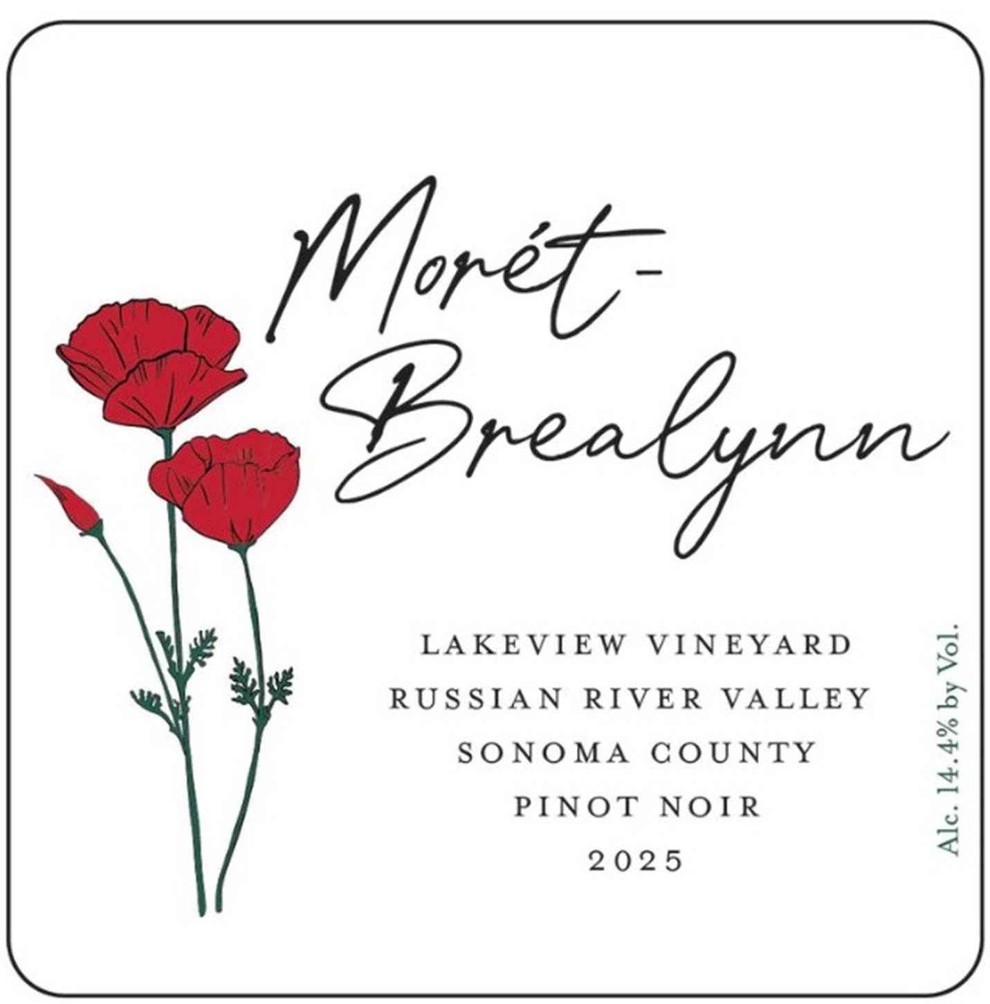 TABC label artwork for Moret-Brealynn Pinot Noir, Lakeview Vineyard