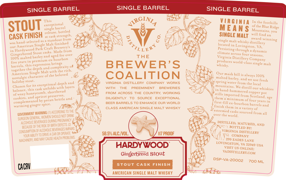 TABC label artwork for Virginia Distillery Co. American Single Malt Whisky