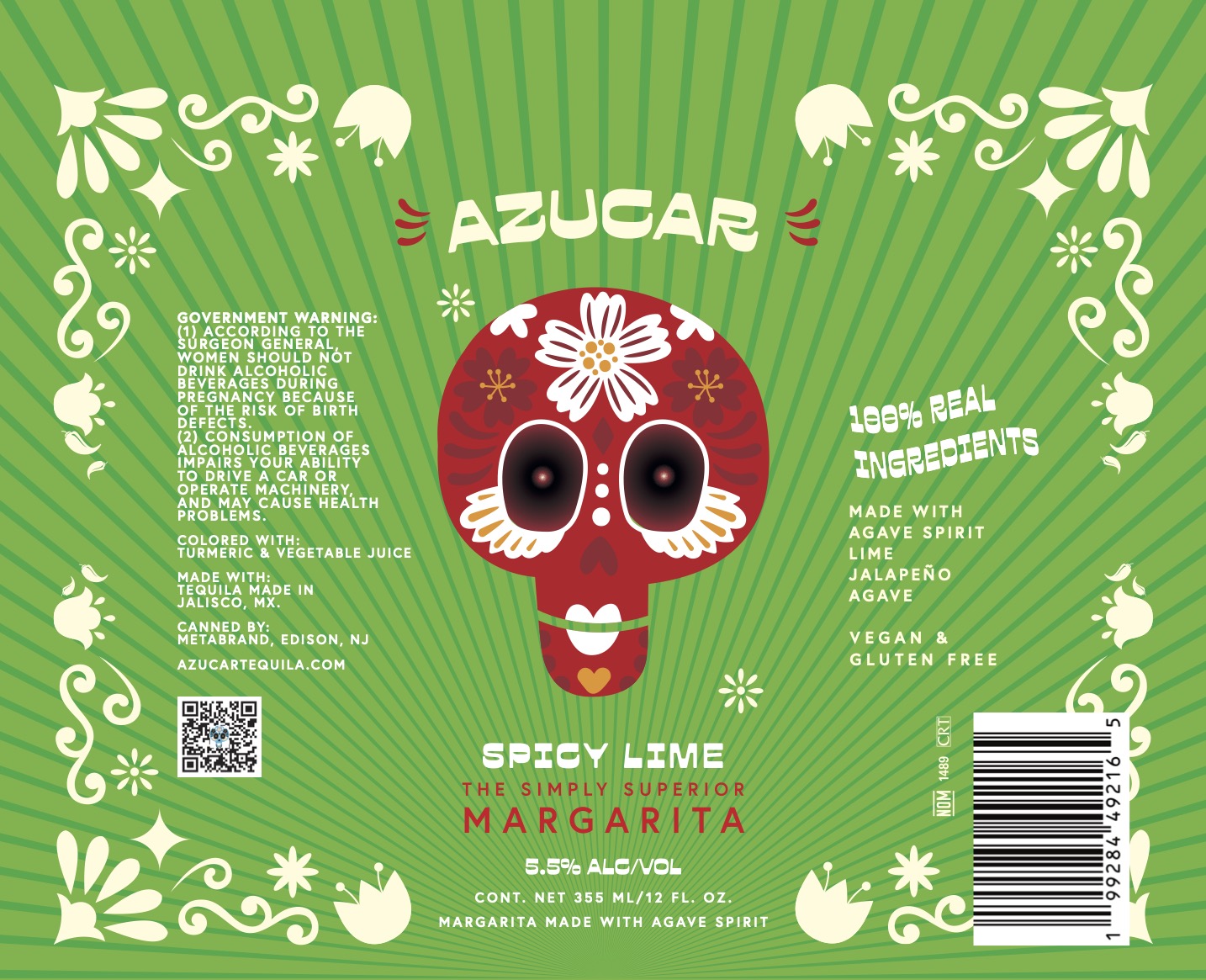 TABC label artwork for Azucar Spicy Lime Margarita