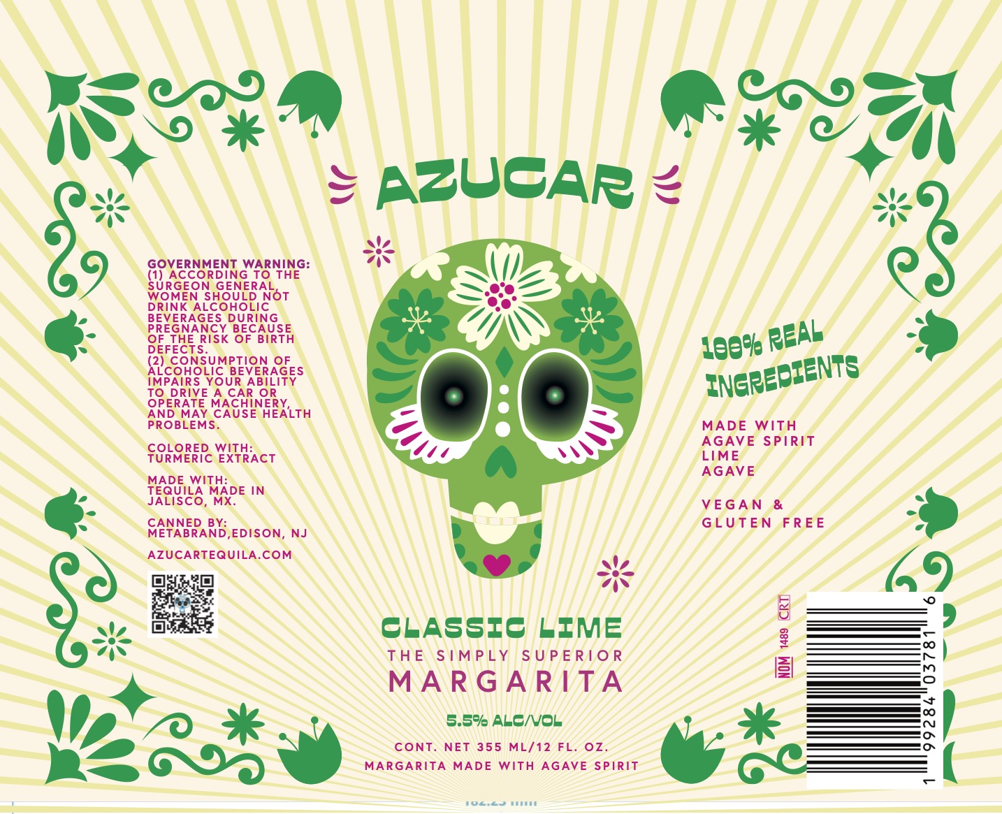 TABC label artwork for Azucar Classic Lime Margarita