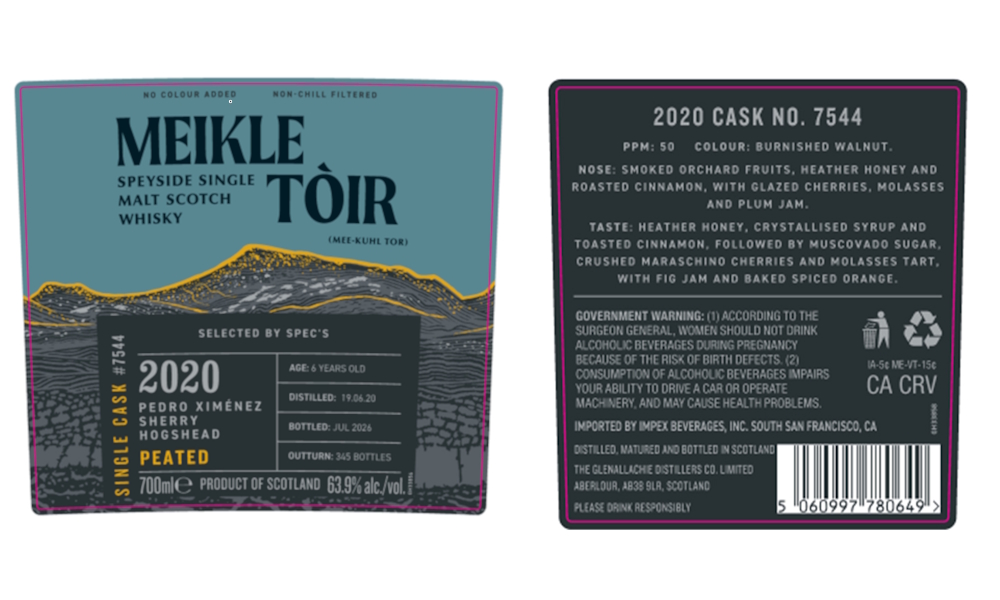 TABC label artwork for MEIKLE TOIR 6 YR PX SHERRY SINGLE CASK