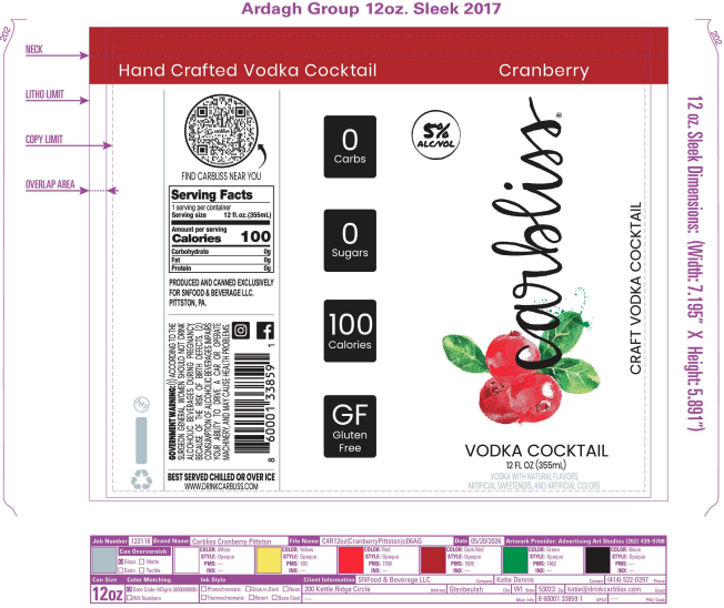 TABC label artwork for CARBLISS CRANBERRY VODKA COCKTAIL