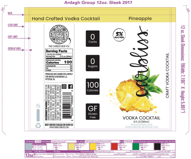 TABC label artwork for CARBLISS PINEAPPLE VODKA COCKTAIL