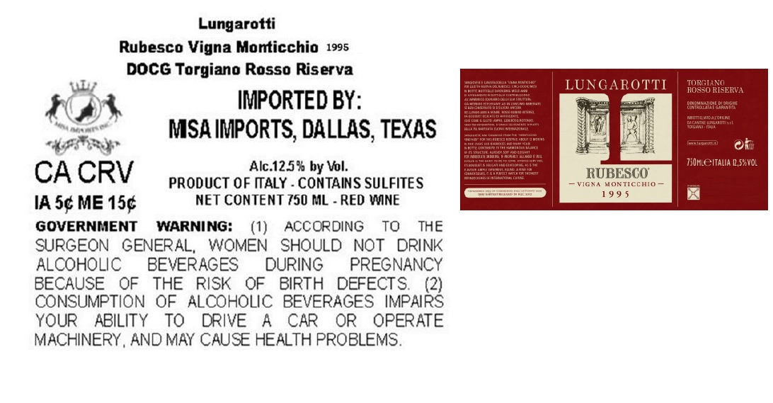 TABC label artwork for lungarotti