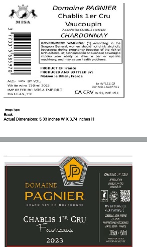 TABC label artwork for Domaine Pagnier Fourneaux Chardonnay