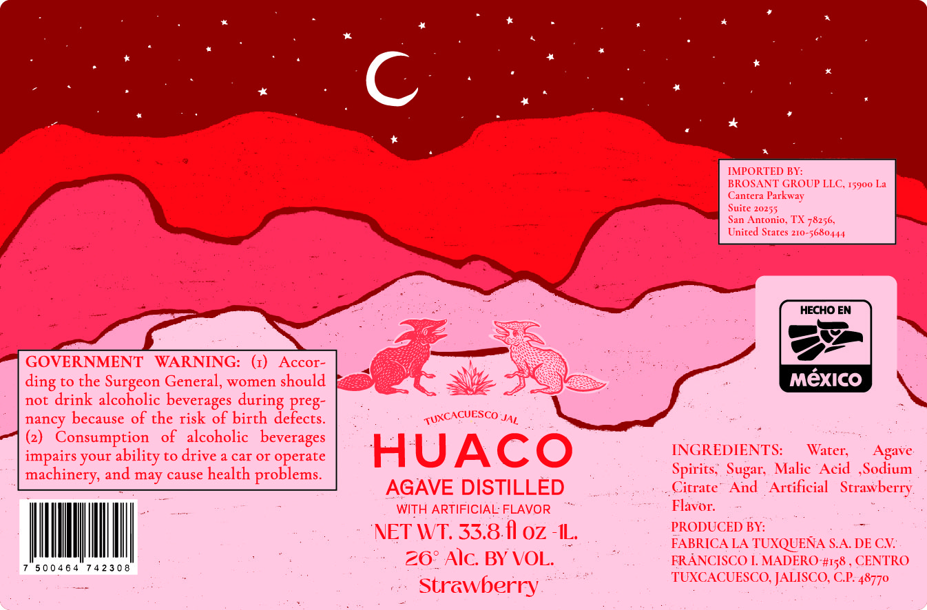 TABC label artwork for Huaco Strawberry