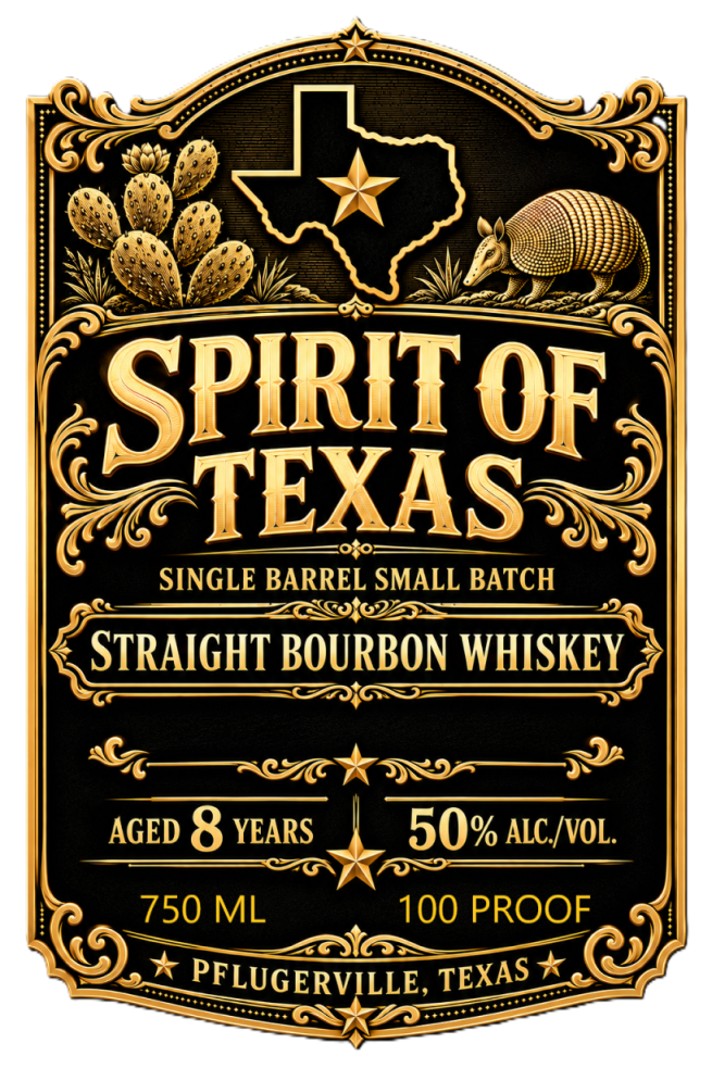 TABC label artwork for Spirit of Texas Straight Bourbon Whiskey