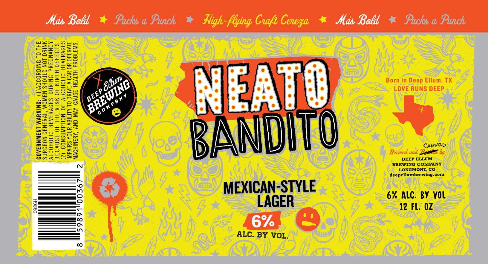 TABC label artwork for Deep Ellum Neato Bandito