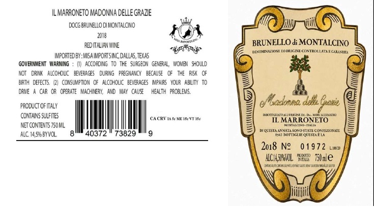 TABC label artwork for IL MARRONETO MADONNA DELLE GRAZIE