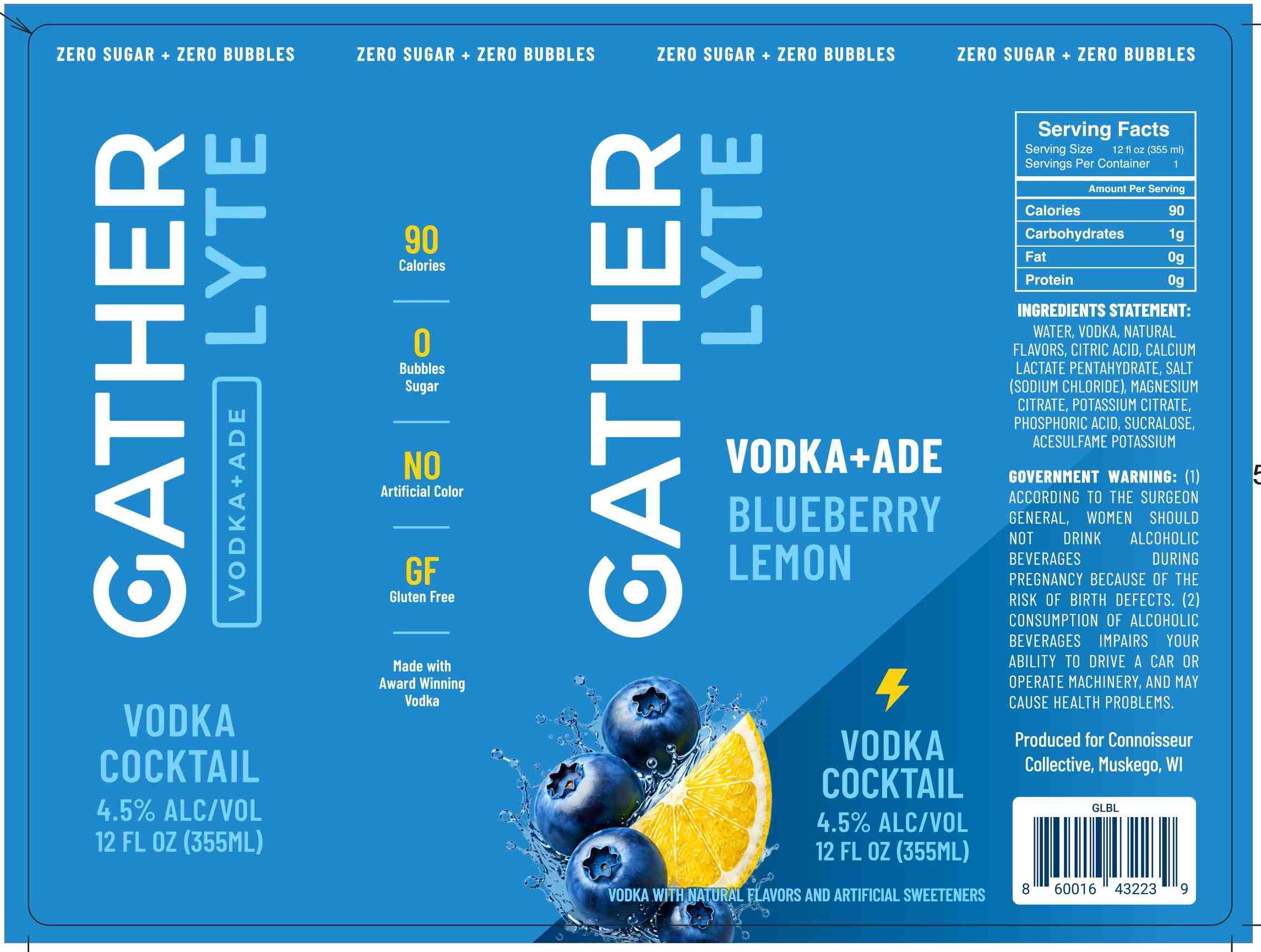 TABC label artwork for Gather Lyte Blueberry Lemon