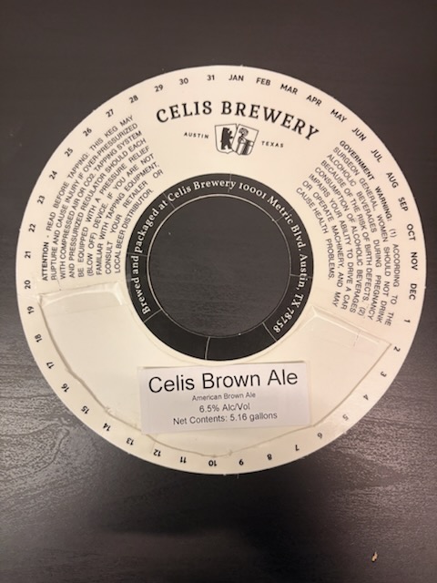 TABC label artwork for Celis Brown Ale