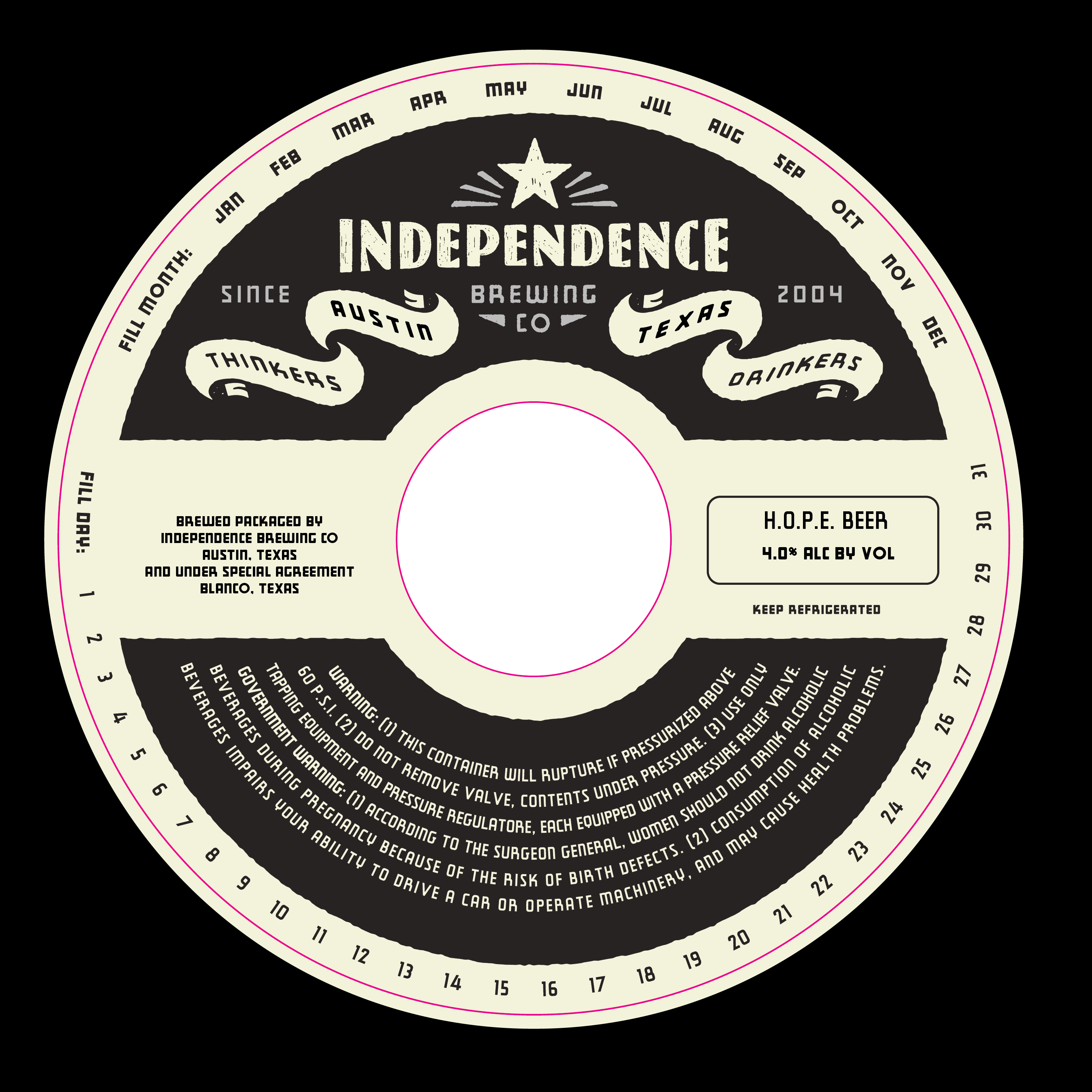 TABC label artwork for H.O.P.E. Beer
