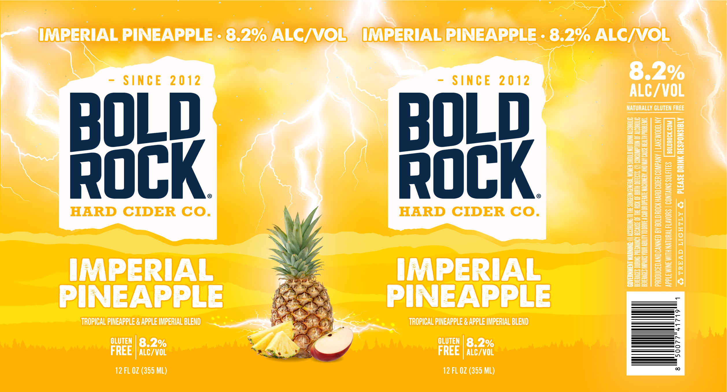 TABC label artwork for BOLD ROCK IMPERIAL PINEAPPLE 12OZ CAN