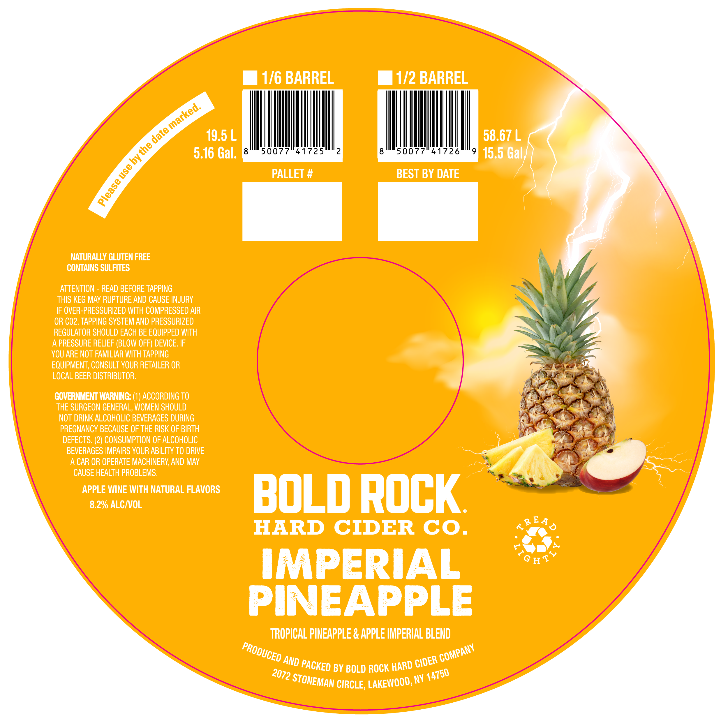 TABC label artwork for BOLD ROCK IMPERIAL PINEAPPLE KEGS