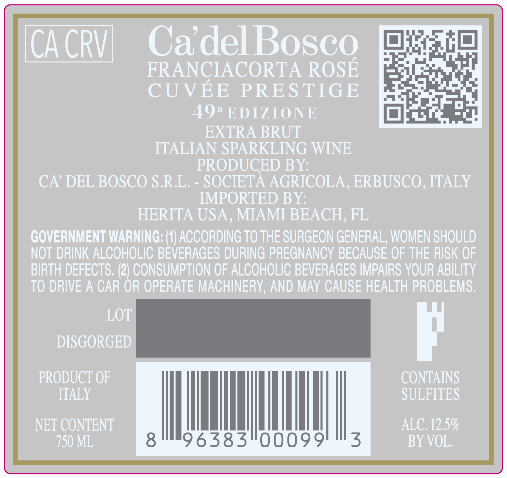 TABC label artwork for Ca' del Bosco Rose Edizione 49