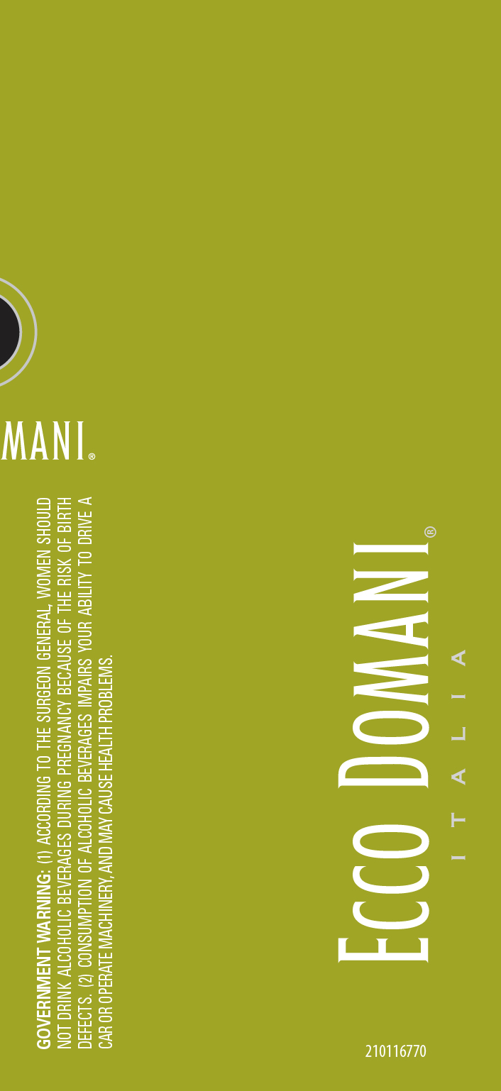 TABC label artwork for Ecco Domani Pinot Grigio Vigneti Delle Dolomiti