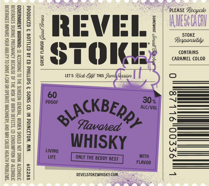 TABC label artwork for Revel Stoke Blackberry Flavored Whisky
