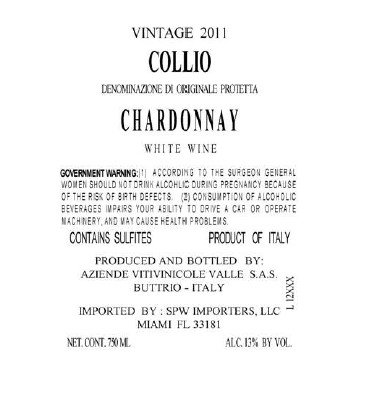 TABC label artwork for VALLE CHARDONNAY
