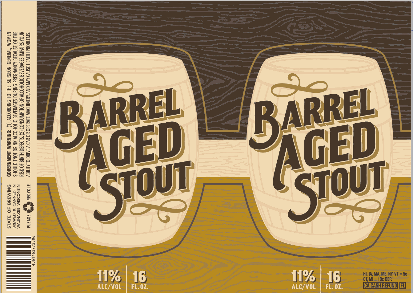 TABC label artwork for State of Brewing - Barrel Aged Stout