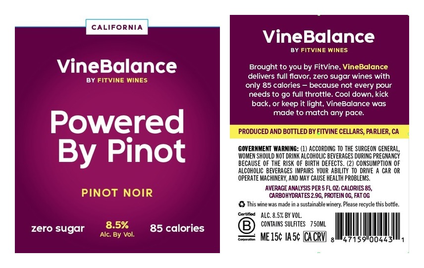 TABC label artwork for VINEBALANCE PINOT NOIR