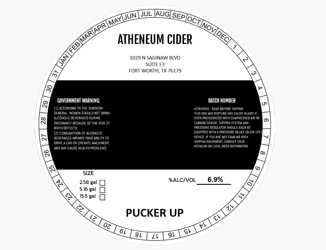 TABC label artwork for Pucker Up