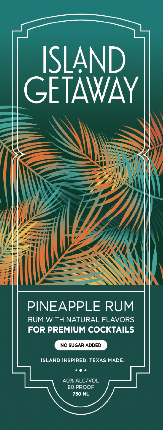 TABC label artwork for Island Getaway Pineapple Rum