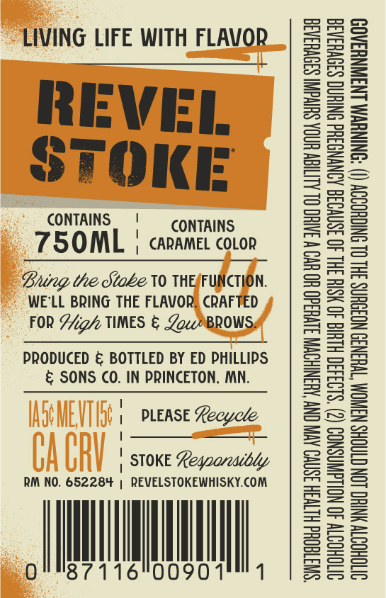 TABC label artwork for Revel Stoke Butterscotch Flavored Whisky