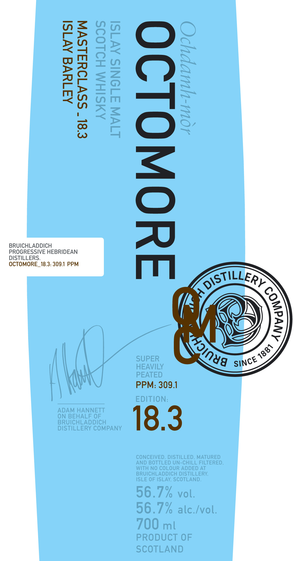 TABC label artwork for Octomore Edition 18.3 Islay Single Malt Scotch Whiskey