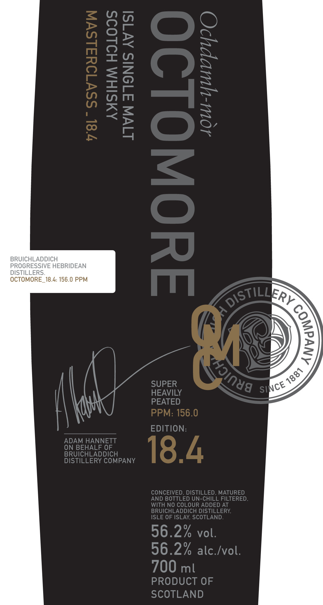 TABC label artwork for Octomore Edition 18.4 Islay Single Malt Scotch Whiskey