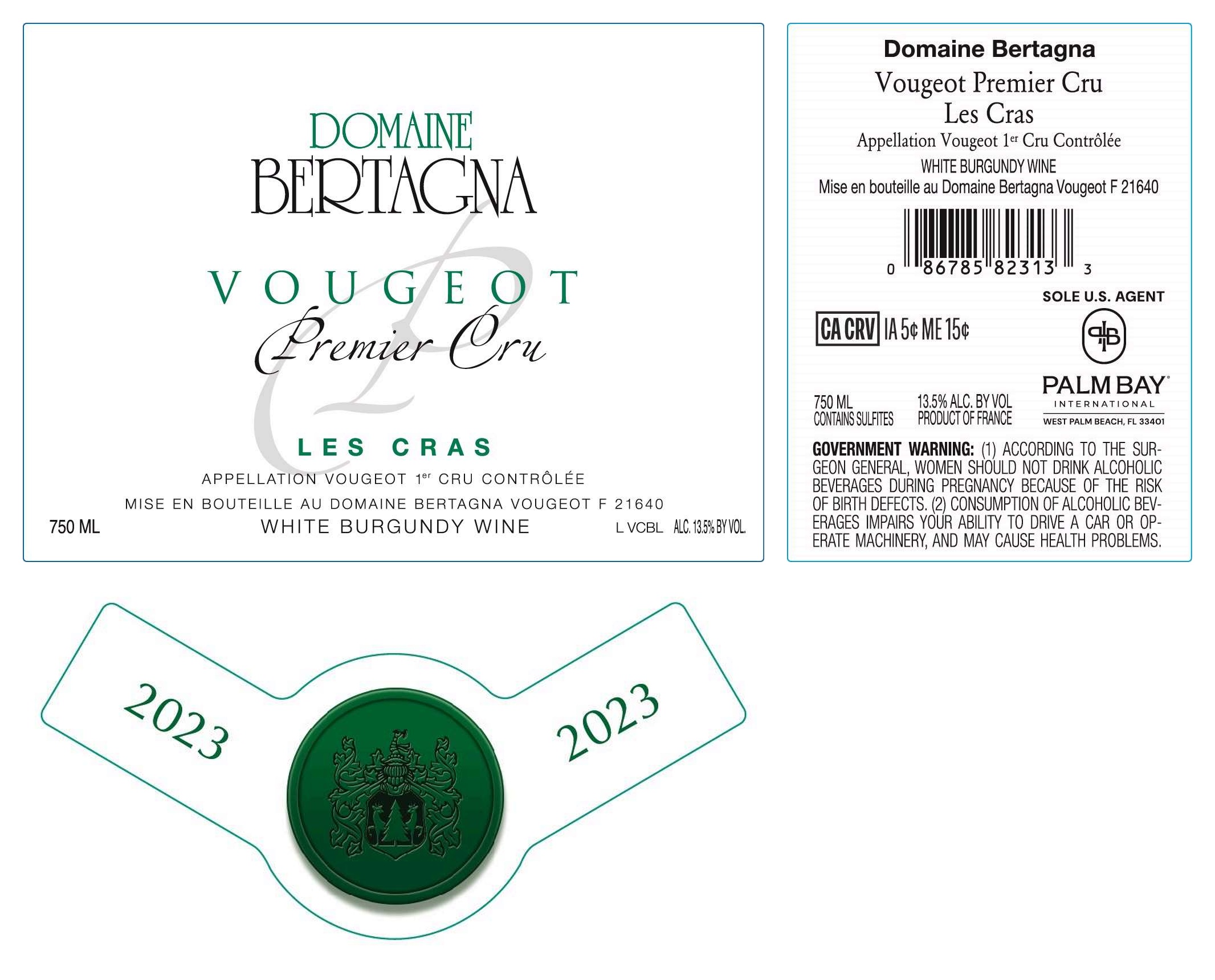 TABC label artwork for DOMAINE BERTAGNA VOUEGEOT 1ER CRU BLANC