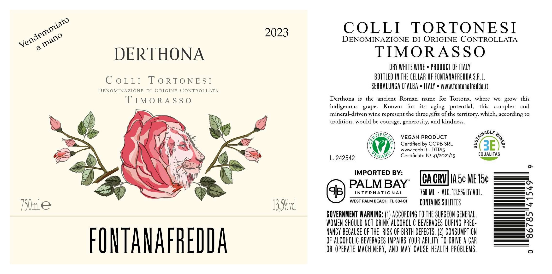 TABC label artwork for FONTANAFREDDA DERTHONA TIMORASSO