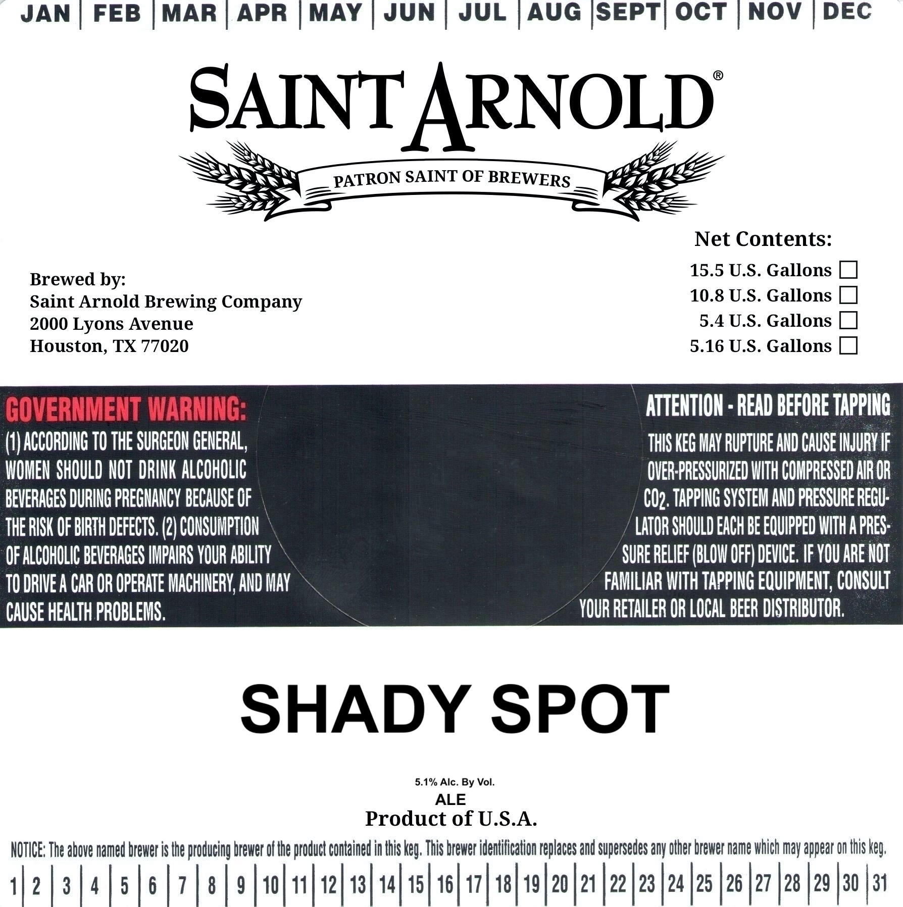 TABC label artwork for Shady Spot