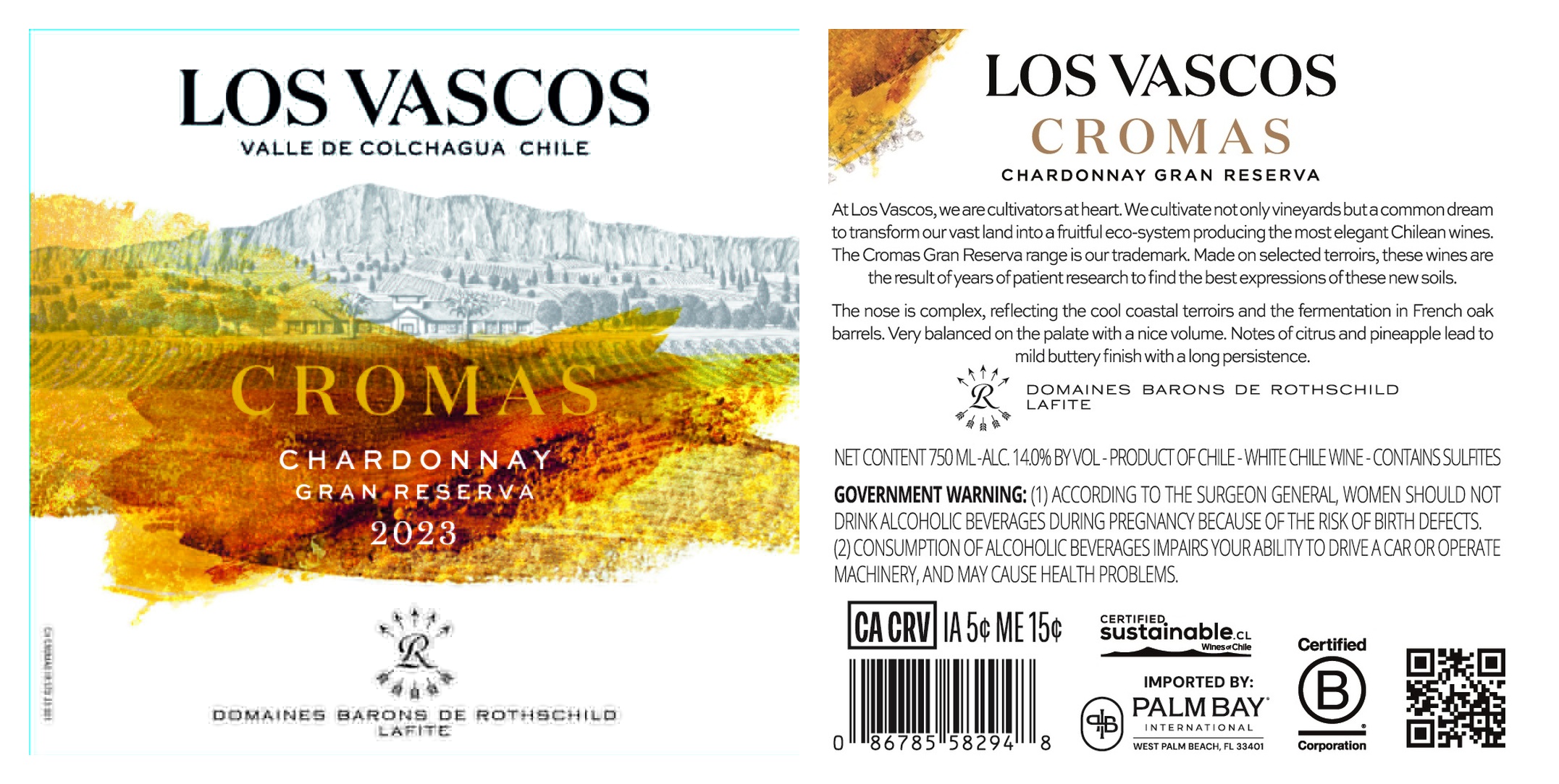 TABC label artwork for LOS VASCOS CROMAS CHARDONNAY GRAN RESERVA