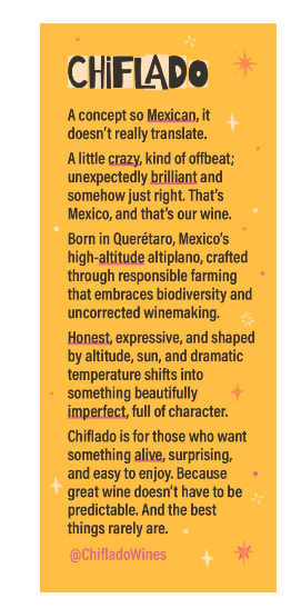 TABC label artwork for CHIFLADO WHITE - VINOS Y LICORES SABROSO