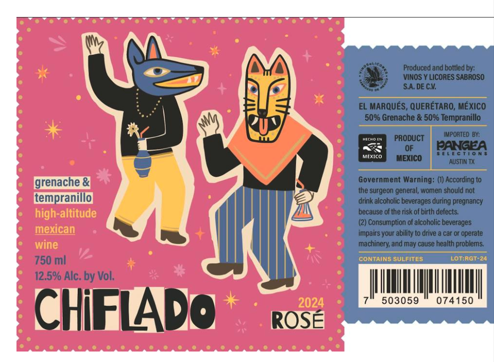 TABC label artwork for CHIFLADO ROSE - VINOS Y LICORES SABROSO