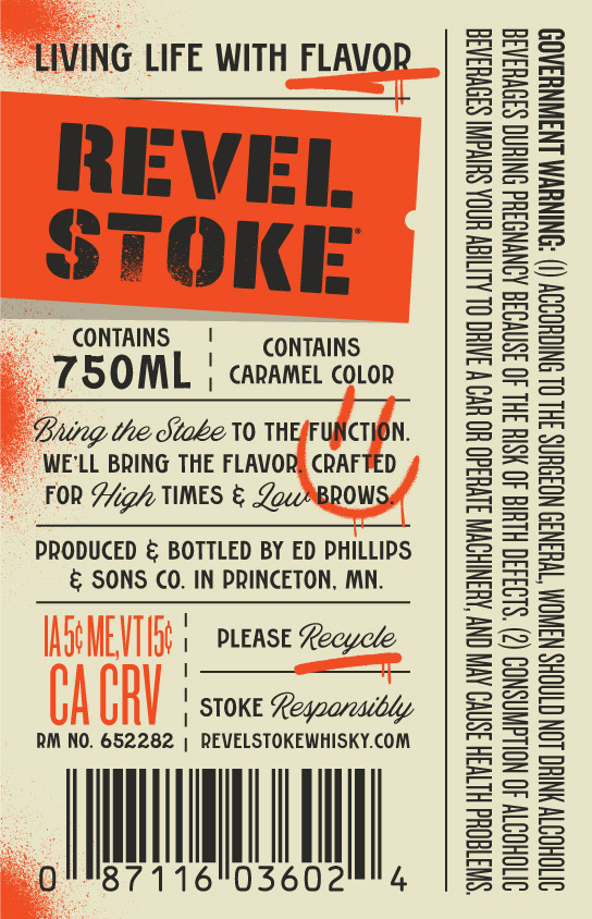 TABC label artwork for Revel Stoke Hot Cinnamon Flavored Whisky