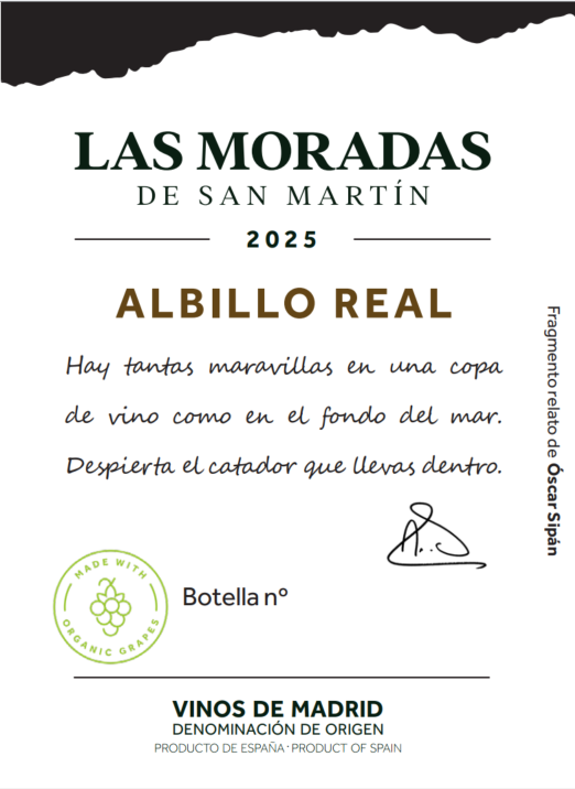TABC label artwork for Las Moradas San Martin Albillo Real Vinos de Madrid