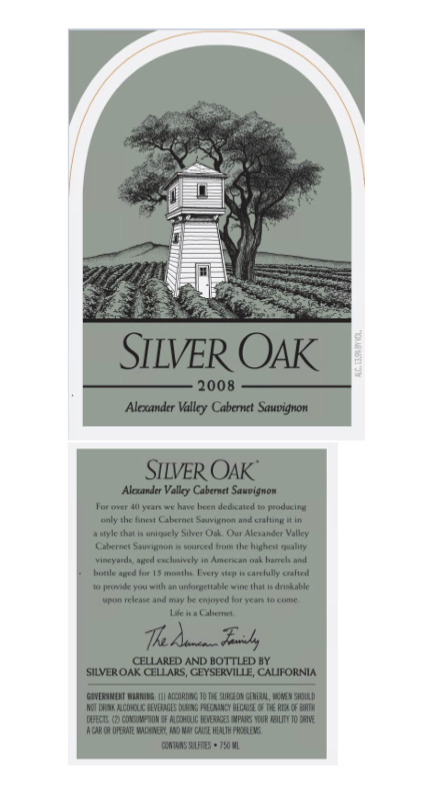 TABC label artwork for SILVER OAK CABERNET SAUVIGNON ALEXANDER VALLEY
