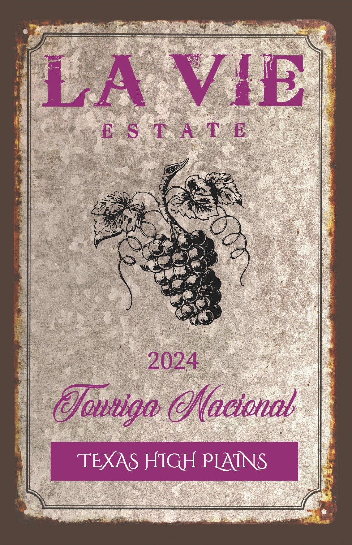 TABC label artwork for La Vie Estate 2024 Touriga Nacional