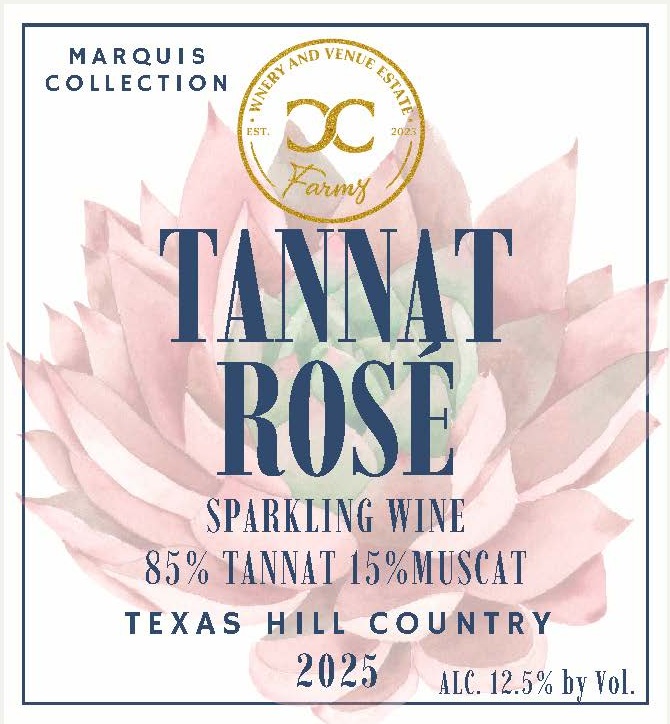 TABC label artwork for CC Farms 2025 Tannat Rose, Sparkling