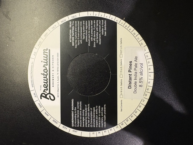 TABC label artwork for Distant Pines