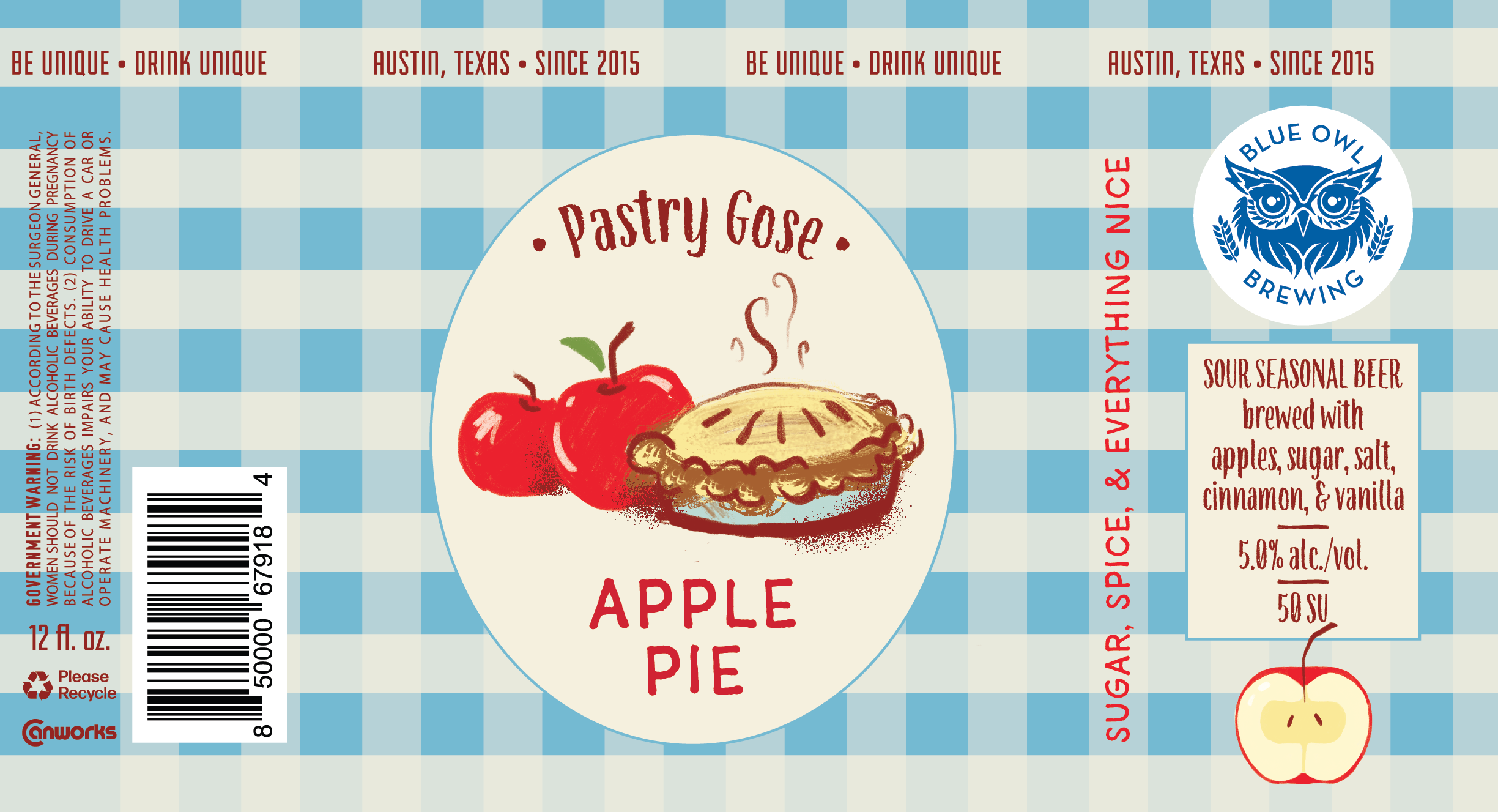 TABC label artwork for Blue Owl Brewing Pastry Gose Apple Pie