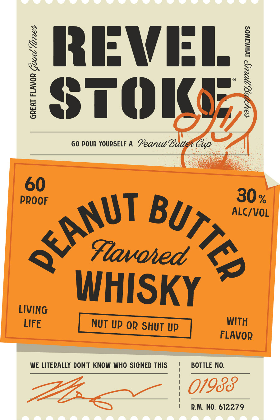 TABC label artwork for Revel Stoke Peanut Butter Flavored Whisky