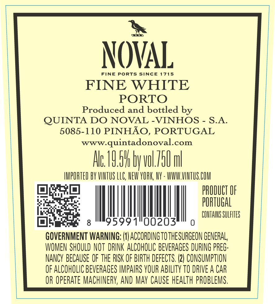 TABC label artwork for Noval Fine White Port 750ml 19.5ABV VINTUS
