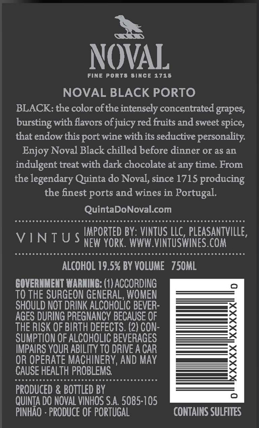 TABC label artwork for Noval Black Reserve Ruby Port 750ml 12k 19.5ABV VINTUS