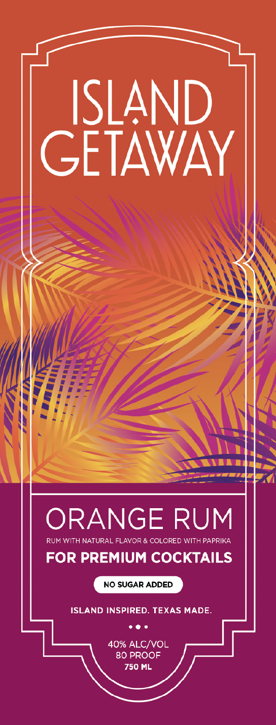 TABC label artwork for Island Getaway Orange Rum