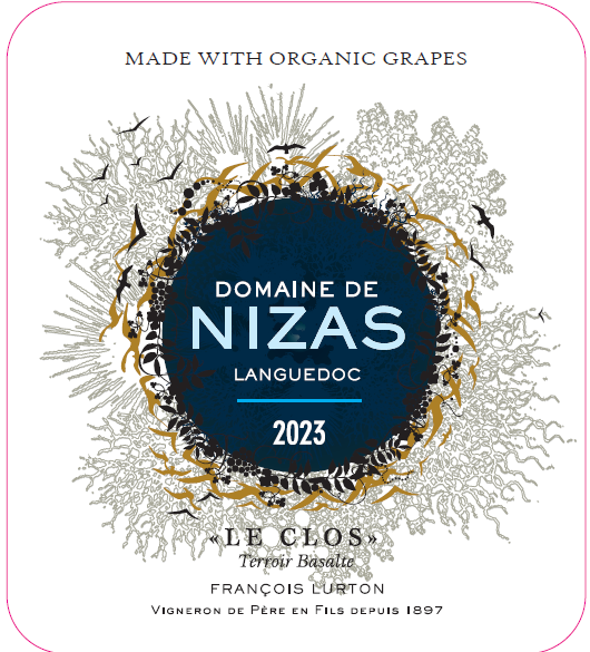 TABC label artwork for Domaine de Nizas Le Clos Syrah Grenache Noir Mourvedre Carignan Languedoc
