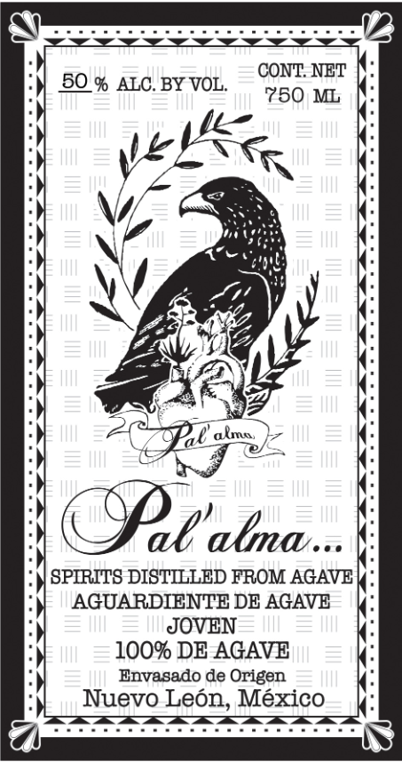 TABC label artwork for Destilado de Agave, 'Verde - Nuevo Leon (Alamo City)', Pal'alma