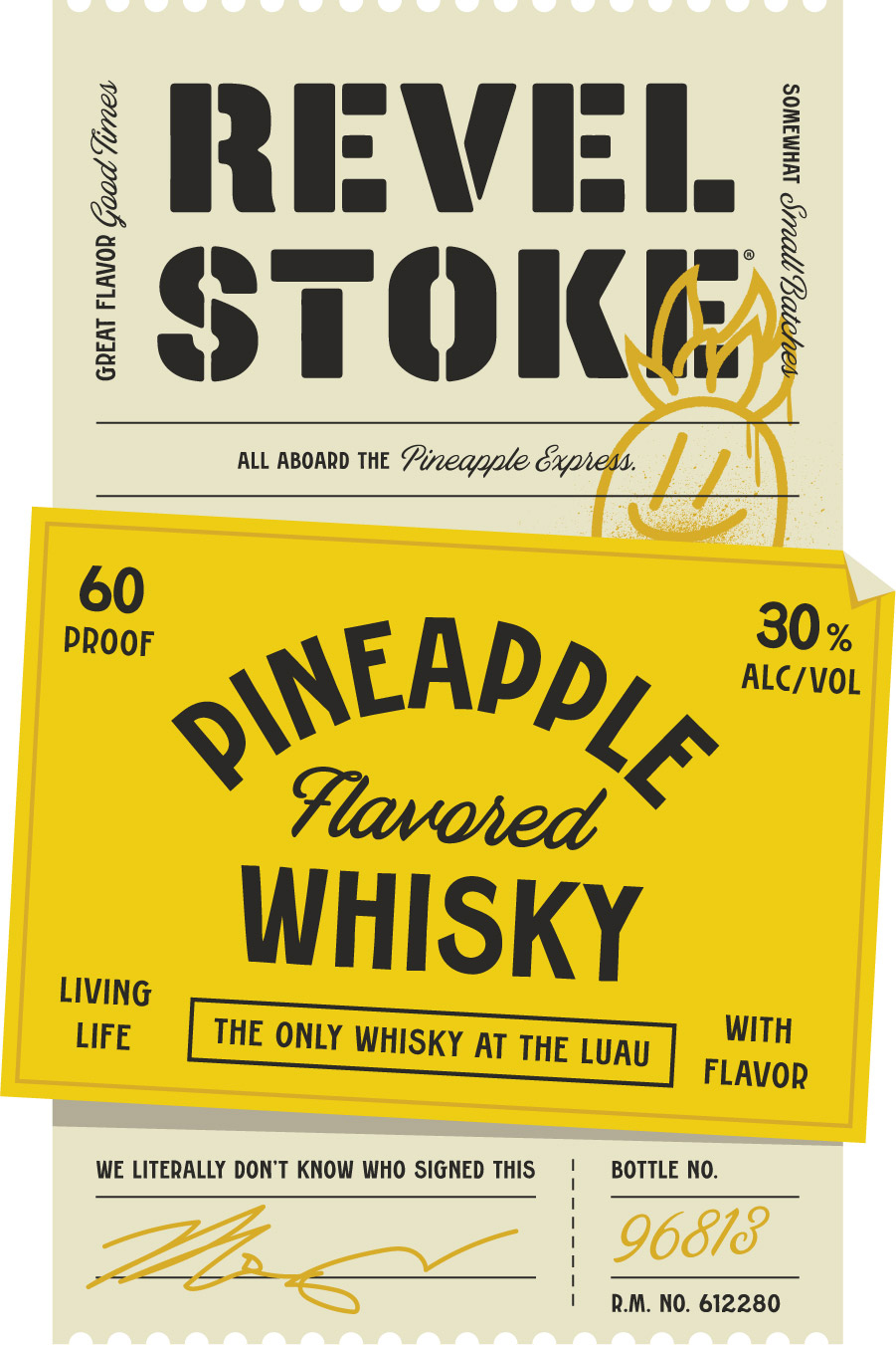 TABC label artwork for Revel Stoke Pineapple Flavored Whisky