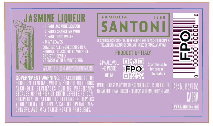 TABC label artwork for Famiglia Santoni Jasmine